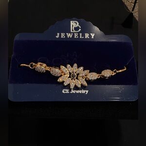 Rose Gold Tone Floral CZ Bracelet